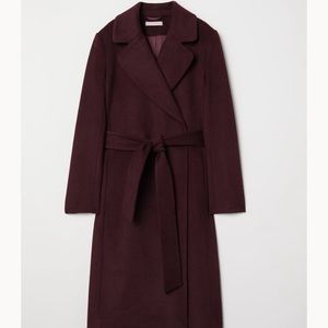 H&M New w tags Burgundy wool blend coat.